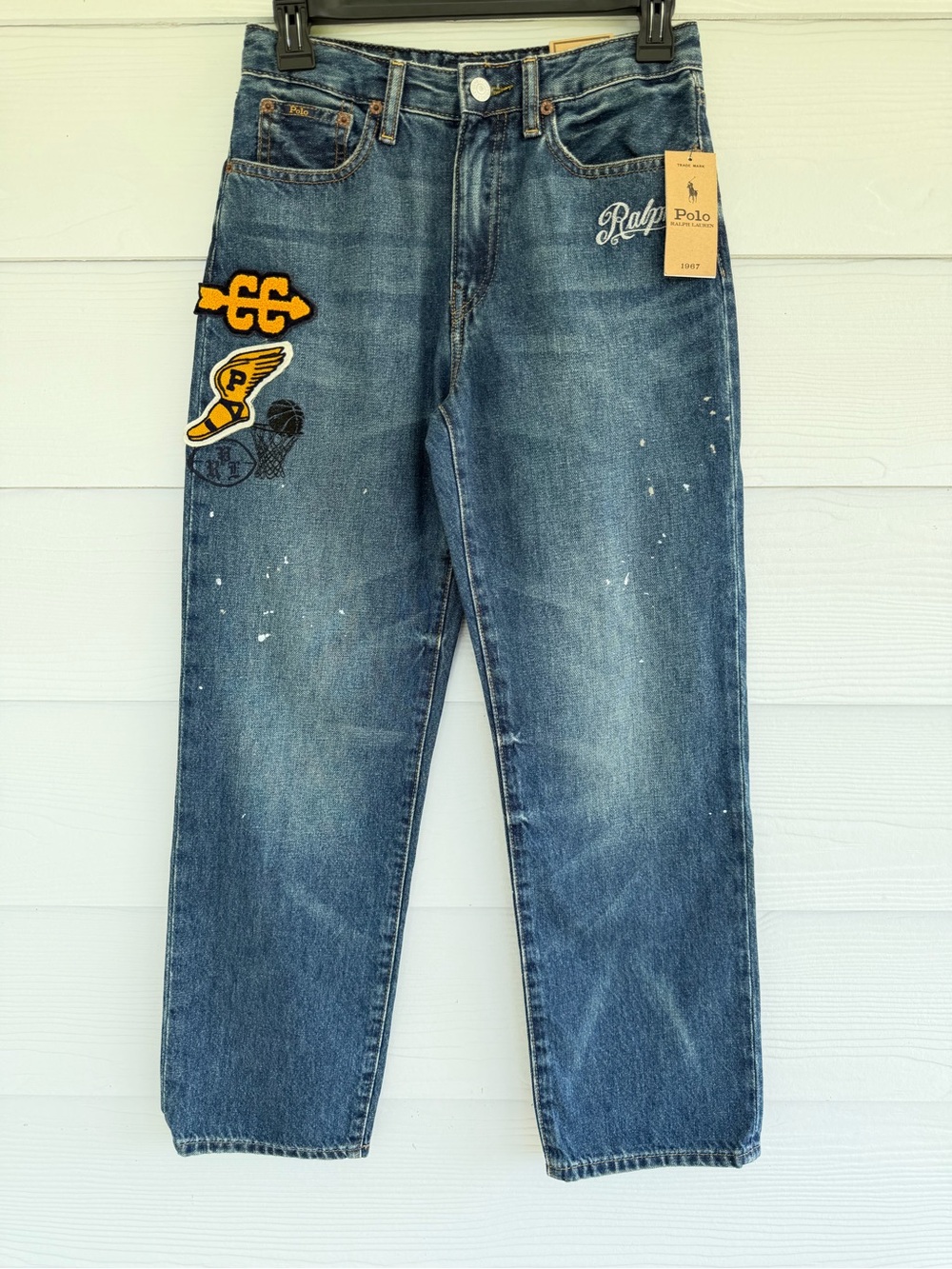 Polo Ralph Lauren Boys 12 Lynwood Relaxed Jeans Patches Embroidered NWT $125